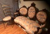 french settee & brass chairs