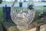 Vintage Glass Etched Basket with Handle