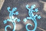 (2) Metal painted Gecko wall decor!