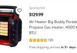 Big Buddy propane heater & 10' hose