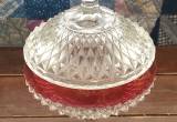 Ruby and crystal Indiana glass dish