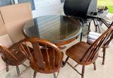 Wooden table with glass top & 4 chairs