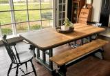 MCM dining table, 2 chairs, 2 benches