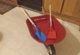 Kids Radio Flyer wheelbarrow w/ tools