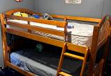 wooden bunk bed