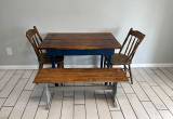 Antique Table W/ 2 Chairs and Bench