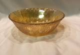 Two Amber Carnival Glass Bowls