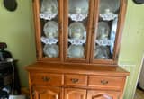 rock solid maple hutch with china