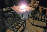 Firepit outdoor with 4 chairs & cushions