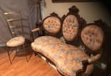 french settee & brass chairs