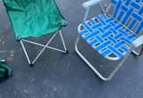 Two outdoor chairs.