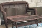 wicker settee and table