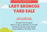 Boyd Christian Lady Broncos Yard Sale