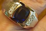 lab sapphire 925 silver men' s ring