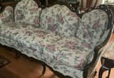 wood carved victorian sofa and 2 chairs