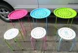 Set of Colorful Metal Tray Tables and St