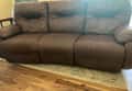Brown Leather Couch and Recliner Set