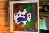 Rustic window art Snowman