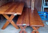 Pine table and benches