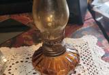Antique oil lamp with Globe Amber color