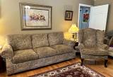 Sofa and wing back chair