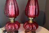 2 Cranberry Fenton lamps