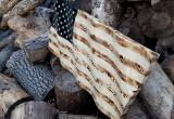 Handcarved Wood Wavy American Flag