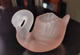 Vintage Pink Frosted Glass Swan!