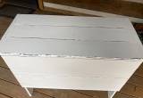 Solid wood table/ bin/ white distressed