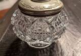 Vintage glass & silver hair receiver jar