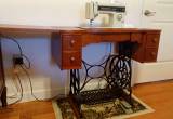 Vintage Sewing Machine and Cabinet