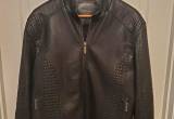 Men' s Vegan Black Leather Jacket Size Md