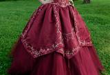 Burgundy/ Gold Ball Gown