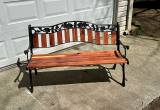 outdoor bench, cedar, iron