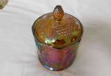 Vintage Carnival Glass Jar & Lid Pretty